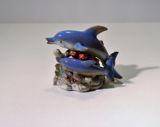 Vintage Dolphins Swimming Ceramic Figurine