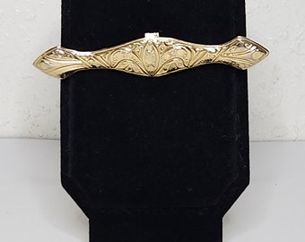Vintage Ornate Stamped Brass Bar Brooch Pin C-7-89