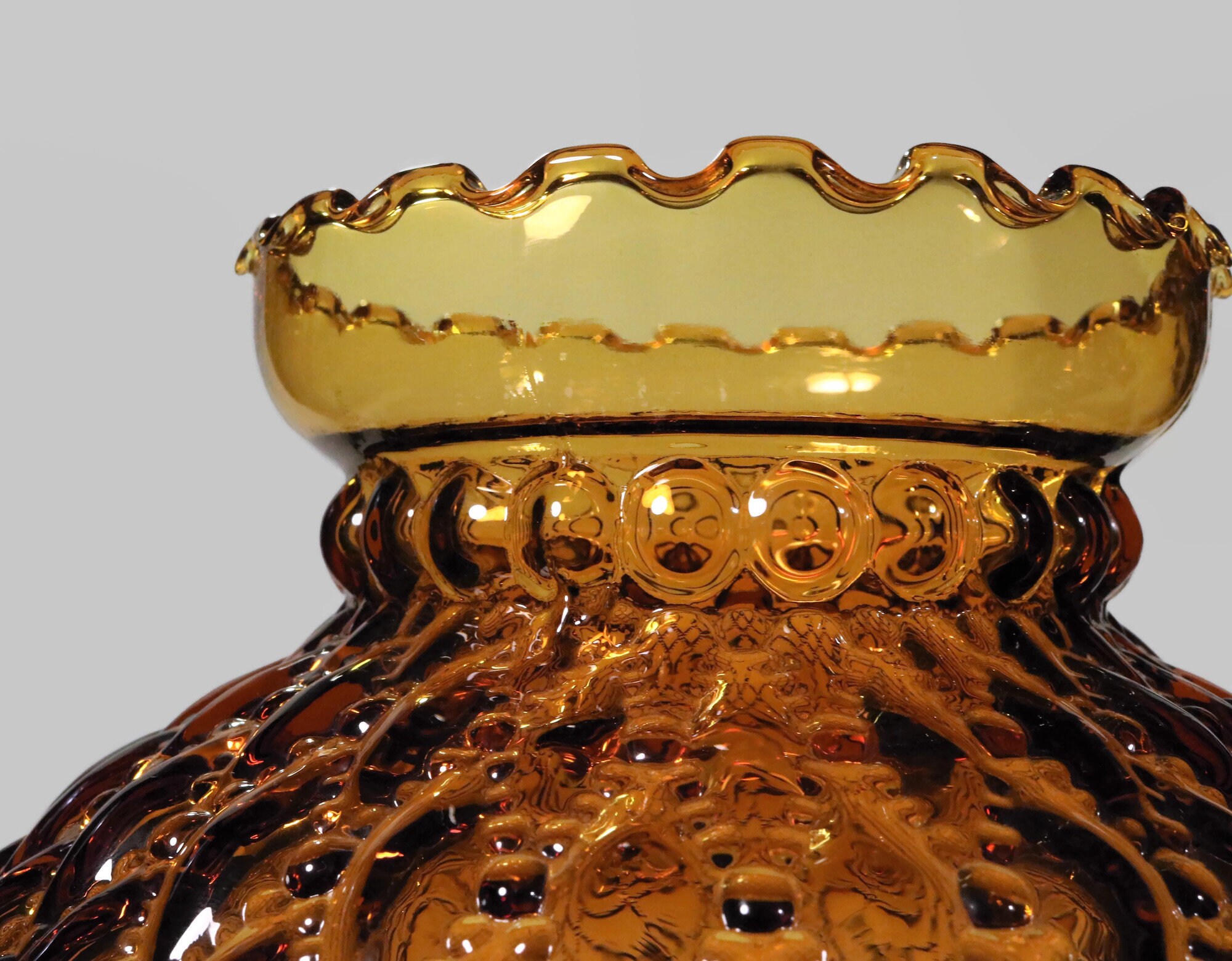 Vintage Quilted Diamond and Bead Amber Glass Lamp Shade Replacement