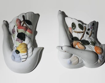 c. 1950's Ceramic/Porcelain Swan Wall Pockets
