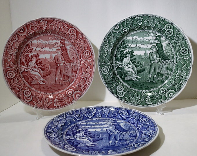 1990's Spode Blue Room Collection - WOODMAN - 10 1/2" Plate Blue, Green or Red