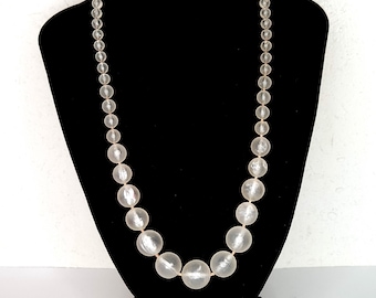 Very Vintage Frosted Lucite Graduated Beaded Necklace D-4-39