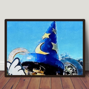Nostalgic Sorcerer&#39;s Hat Watercolour Print - Digital Download for Home Printing