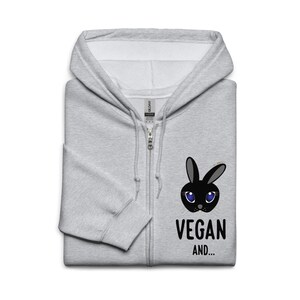 Unisex Seitanist vegan style sweatshirt, with hood and heavy mixed zip image 6