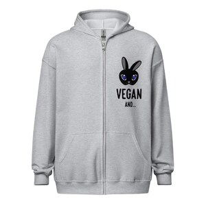 Unisex Seitanist vegan style sweatshirt, with hood and heavy mixed zip image 7