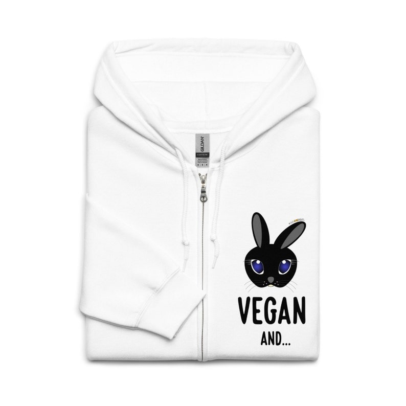 Unisex Seitanist vegan style sweatshirt, with hood and heavy mixed zip image 1