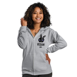 Unisex Seitanist vegan style sweatshirt, with hood and heavy mixed zip image 9