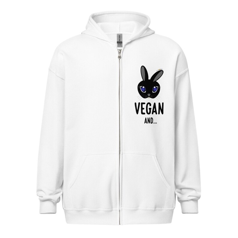 Unisex Seitanist vegan style sweatshirt, with hood and heavy mixed zip image 2