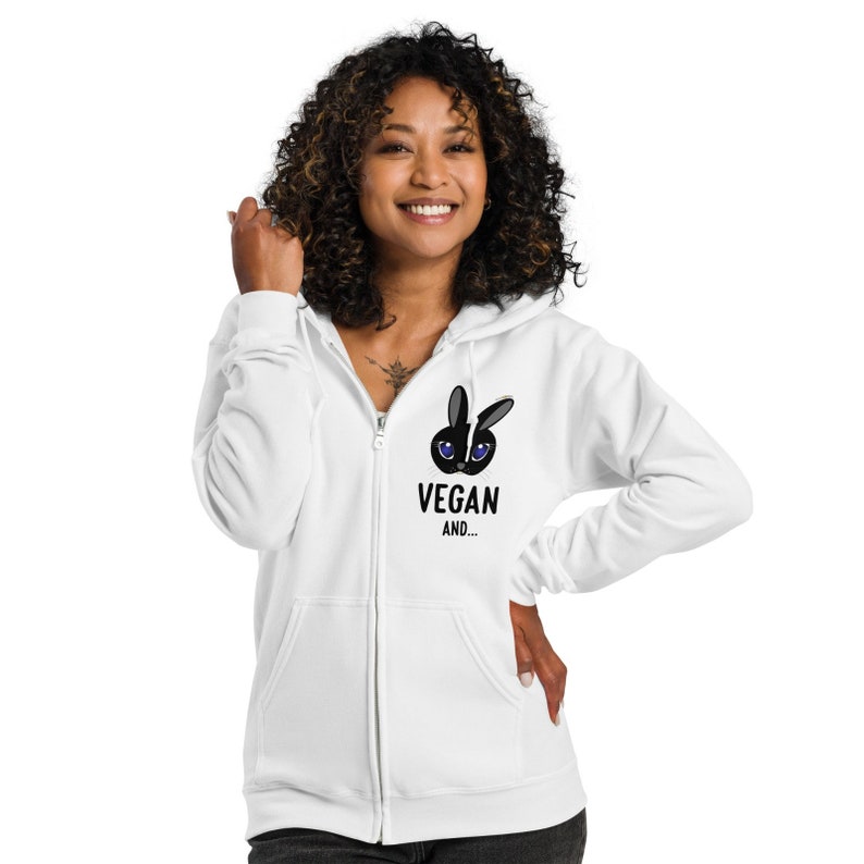 Unisex Seitanist vegan style sweatshirt, with hood and heavy mixed zip image 4