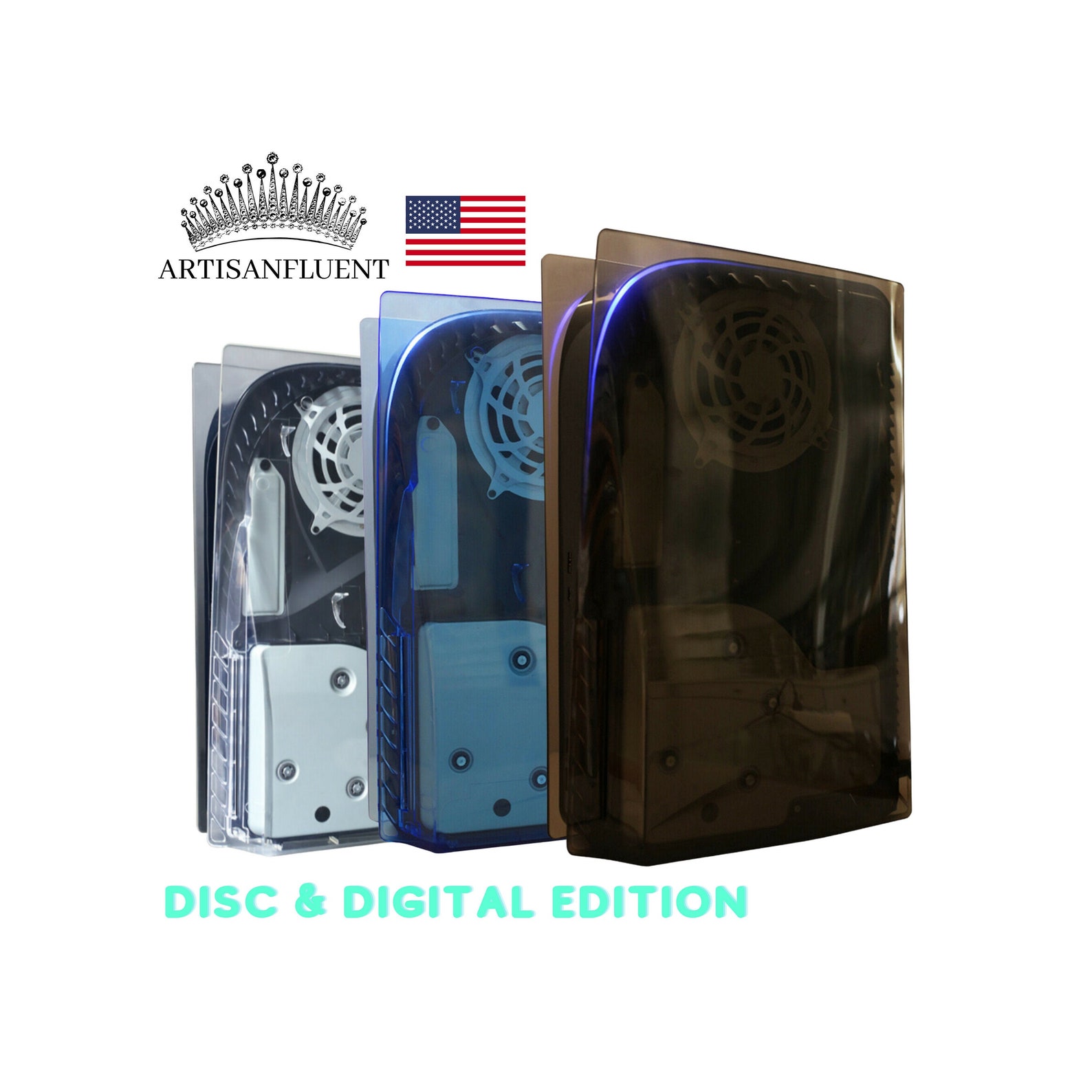 Clear Playstation 5 PS5 Digital/disc Plates Custom Shell Replacement