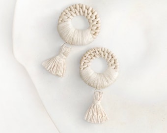 Iris - Rattan Tassel Earrings - Handmade Gift Idea! - Stil Works Studio