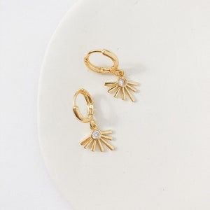 Sunburst Huggies - Dainty Gold Starburst Earrings - Small Gift Idea! - Stil Works Studio