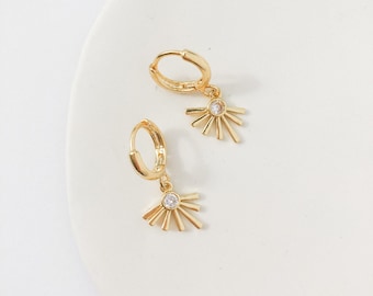 Sunburst Huggies - Dainty Gold Starburst Earrings - Small Gift Idea! - Stil Works Studio