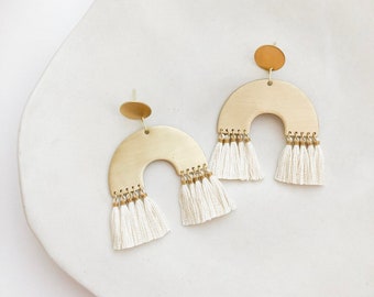 Archways - Geo Modern Brass Tassel Earrings - Bridal Earrings - Jewelry Gift Idea - Stil Works Studio