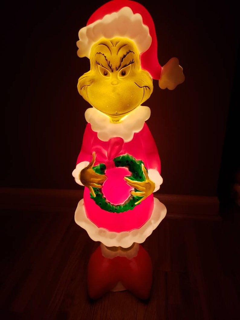 Christmas Grinch Blow Mold Yard Decoration Light Up Etsy
