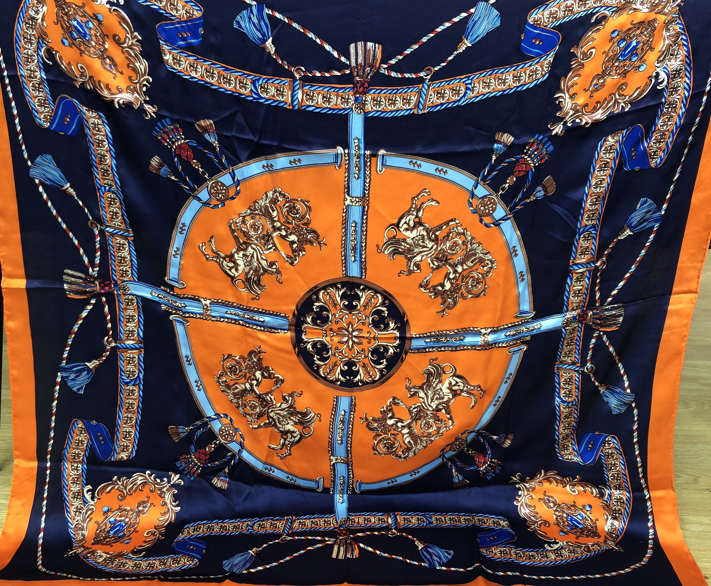 100x100cm 100 Fine Silk Scarf With Pattern Etsy UK