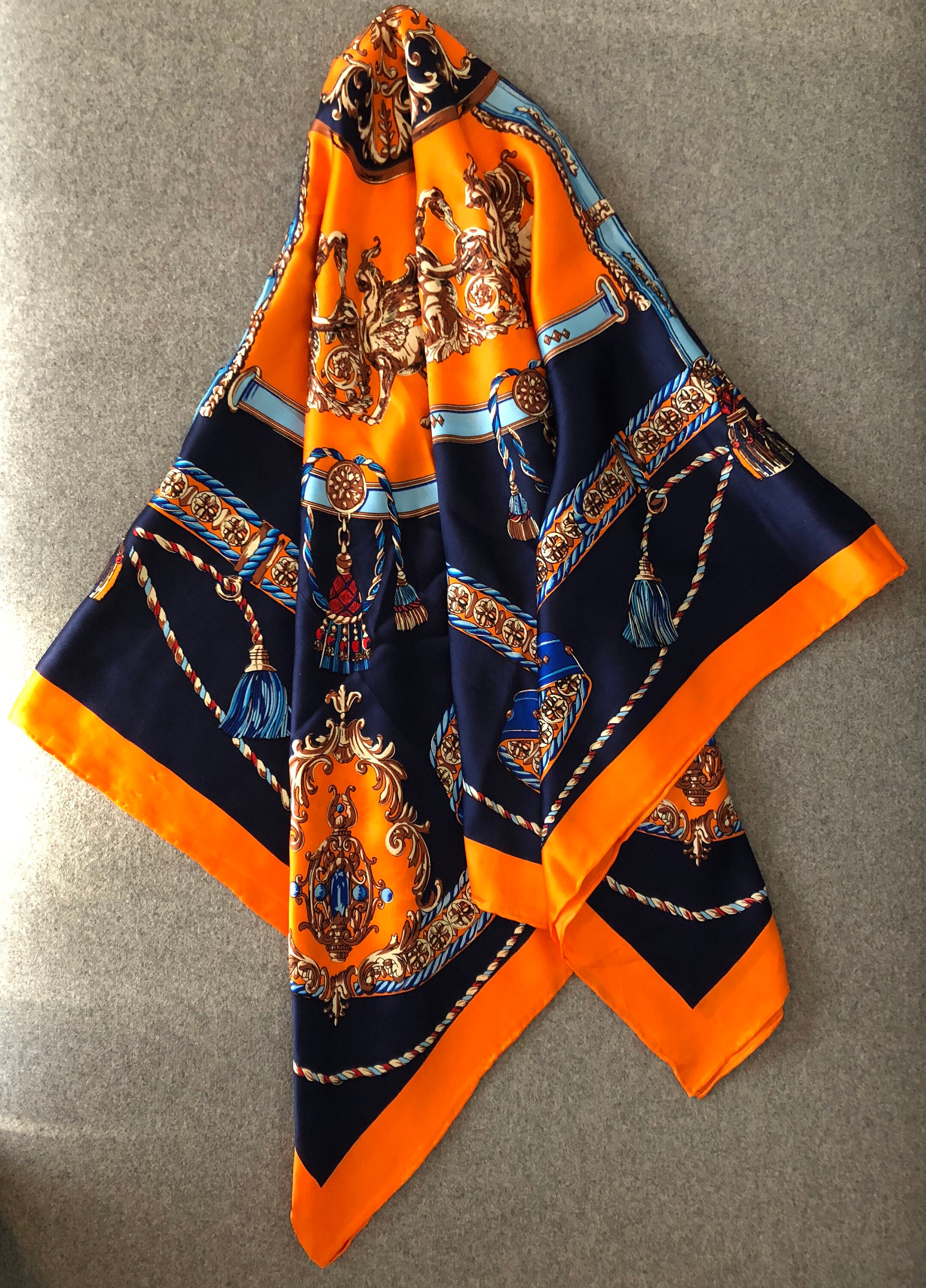 100x100cm 100 Fine Silk Scarf With Pattern Etsy UK