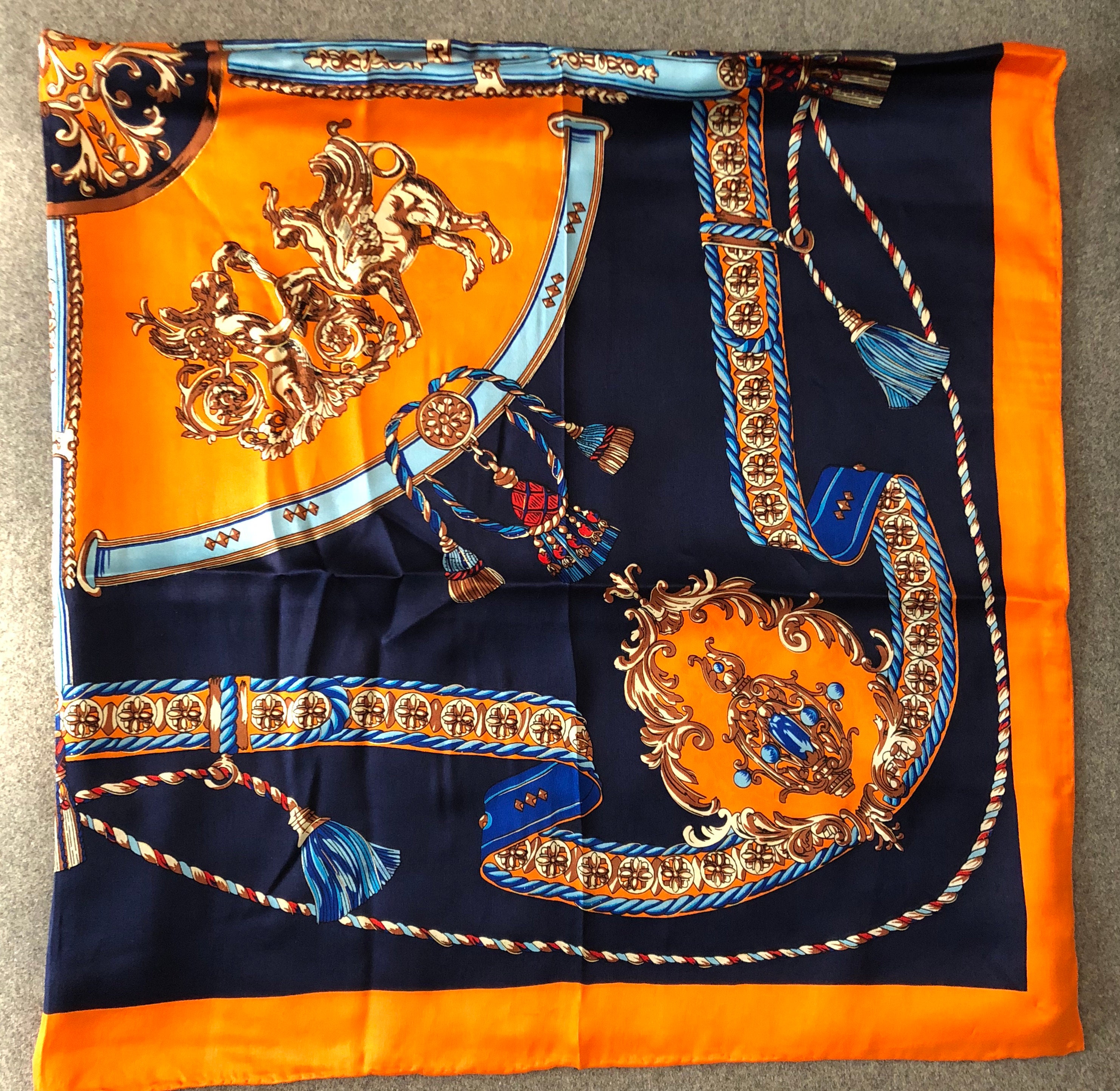 100x100cm 100 Fine Silk Scarf With Pattern Etsy UK