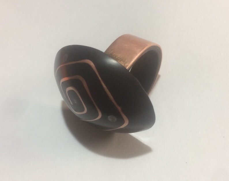 Handmade Rings For Men Unique Rings For Men Mens Bands Women Ring Egoist Ring #2 \u2122 Polymer + Copper + Lead + Sapele Tree Wood