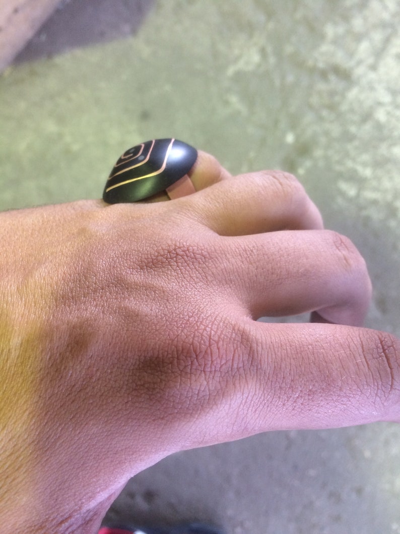 Handmade Rings For Men Unique Rings For Men Mens Bands Women Ring Egoist Ring #2 \u2122 Polymer + Copper + Lead + Sapele Tree Wood