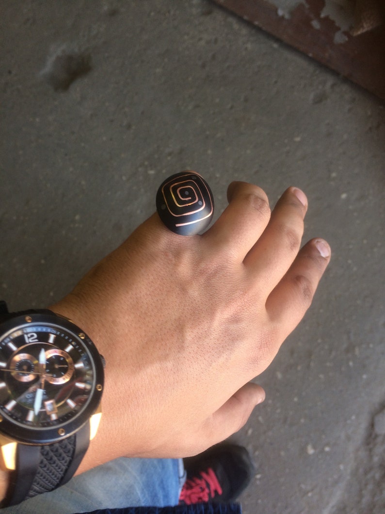 Handmade Rings For Men Unique Rings For Men Mens Bands Women Ring Egoist Ring #2 \u2122 Polymer + Copper + Lead + Sapele Tree Wood