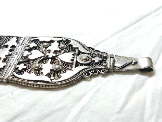 Vintage Rare Tribal Belt Buckle, LARGE Silver Buc… - image 1