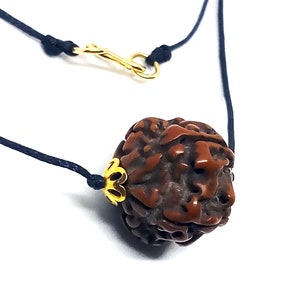 Large Rudraksha 18k Gold Necklace, Heart Chakra Necklace, Boho Yoga Necklace, Shiva Tears Meditation Lover Jewelry