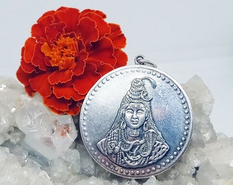 Shiva Indian God Pendant, Pure Silver Hindu God Jewelry, Silver Snake Pendant, Protection Good Luck Amulet, religious Jewelery