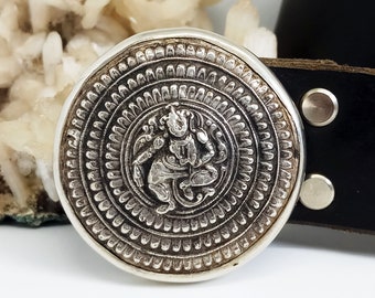 UNIQUE Silver Belt Buckle, Upcycled Vintage Indian Jewelry, Beautiful Handcrafted Head Ornament, Temple Dancer