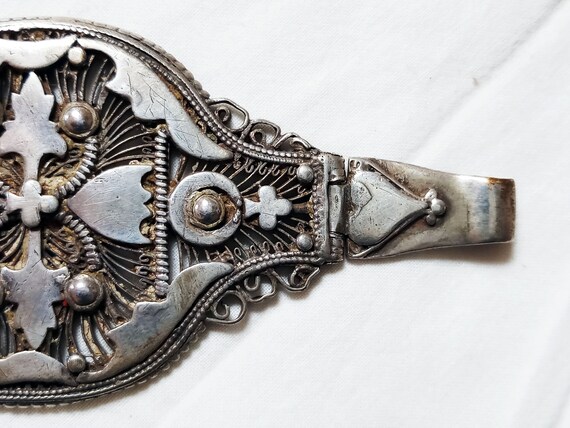 Vintage Rare Tribal Belt Buckle, LARGE Silver Buc… - image 8