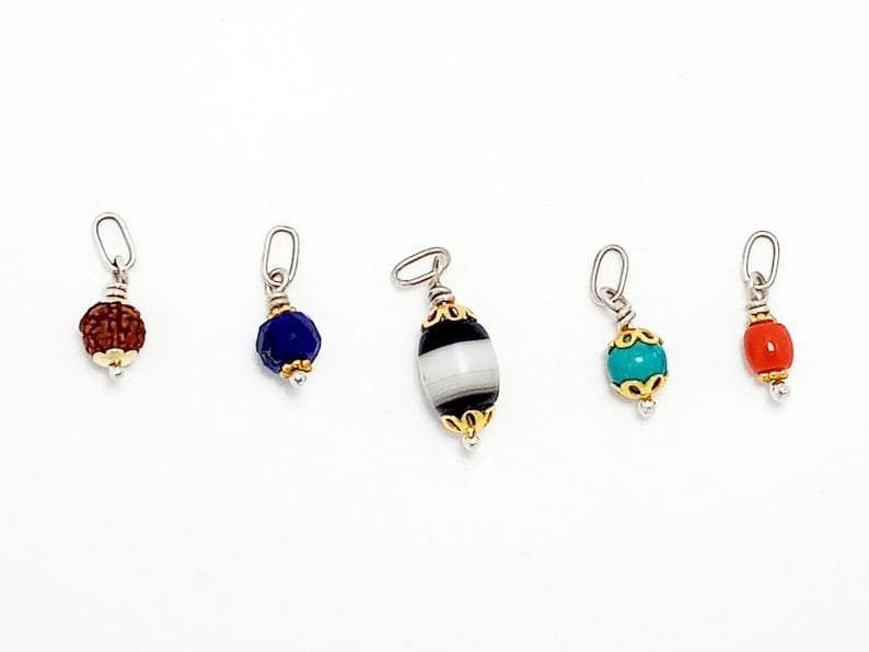 Women Yoga Bracelet Silver Gold Charms Rudraksha Seeds Bracelet with Silver and Dangling Silver Bead