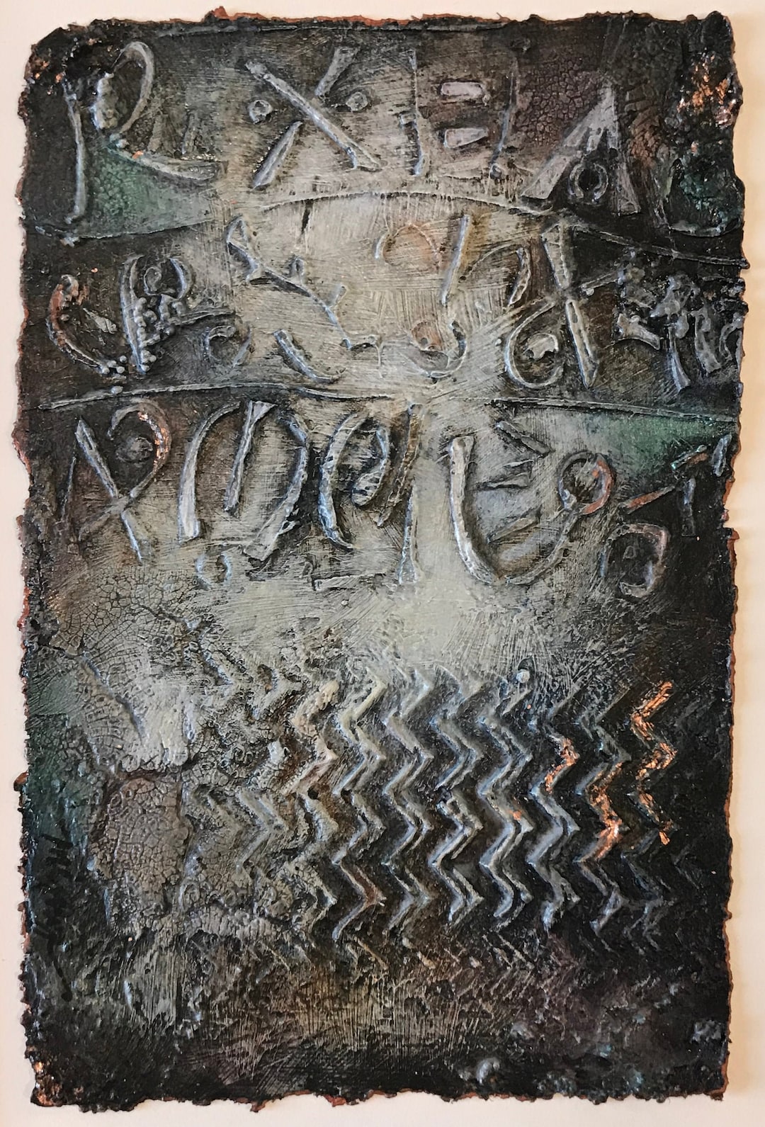Ancient Runes, Small Textured Abstract Art, Original Textured Acrylic ...