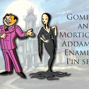 Gomez Morticia Addams Family Set of 2 Enamel Pins LE 64 Sets