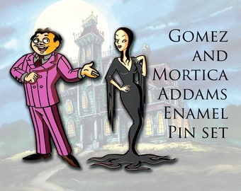 Gomez Morticia Addams Family Set of 2 Enamel Pins LE 64 Sets