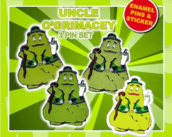 Uncle O'Grimacey McDonaldland 3 Enamel Pins Shamrock Shake - Main, Glitter & Velvet