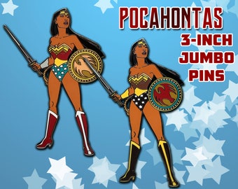 Pocahontas Wonder Woman Jumbo Fantasy 3-inch Hard Enamel Pin Set Mash-Up DC Comics Disney