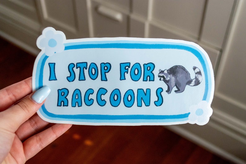 I Stop For Raccoons Bumper Sticker Raccoon Sticker Stickers for Car Bumper Stickers Waterproof Stickers Stickers image 3