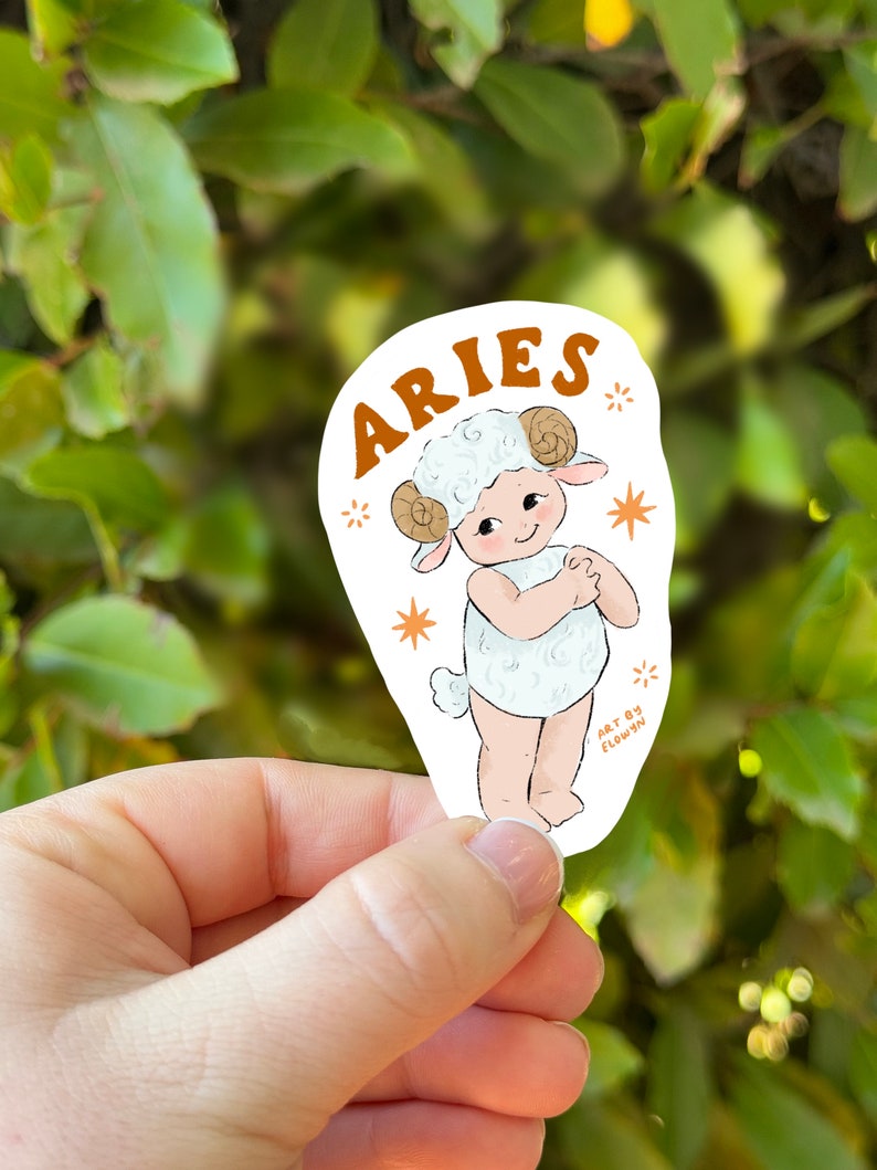 Aries Cupid Baby Sticker Waterproof Sticker Laptop Stickers Stickers for Hydroflask Kewpie Sticker Astrology Zodiac Stickers image 1