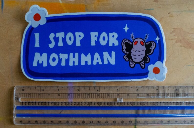 I Stop for Mothman Bumper Sticker Cryptid Bumper Sticker Stickers for Car Cryptids image 3