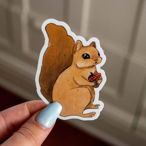 Squirrel with Gift Sticker Stickers for Hydroflask Laptop Stickers Waterproof Stickers Squirrel Sticker Cute Stickers image 3