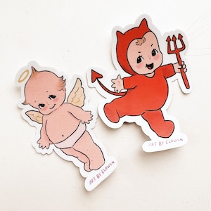 Angel and Devil Sticker | Waterproof Sticker | Laptop Stickers | Stickers for Hydroflask | Kewpie Sticker