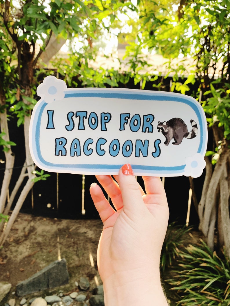 I Stop For Raccoons Bumper Sticker Raccoon Sticker Stickers for Car Bumper Stickers Waterproof Stickers Stickers image 1