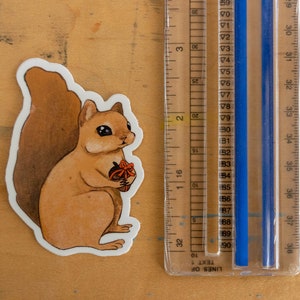 Squirrel with Gift Sticker Stickers for Hydroflask Laptop Stickers Waterproof Stickers Squirrel Sticker Cute Stickers image 2