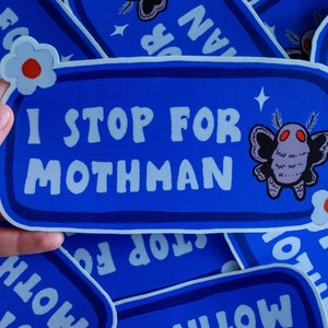 I Stop for Mothman Bumper Sticker Cryptid Bumper Sticker Stickers for Car Cryptids image 5