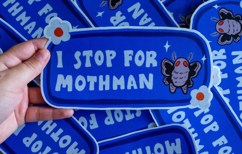 I Stop for Mothman Bumper Sticker Cryptid Bumper Sticker Stickers for Car Cryptids image 5