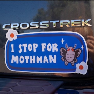 I Stop for Mothman Bumper Sticker Cryptid Bumper Sticker Stickers for Car Cryptids image 4