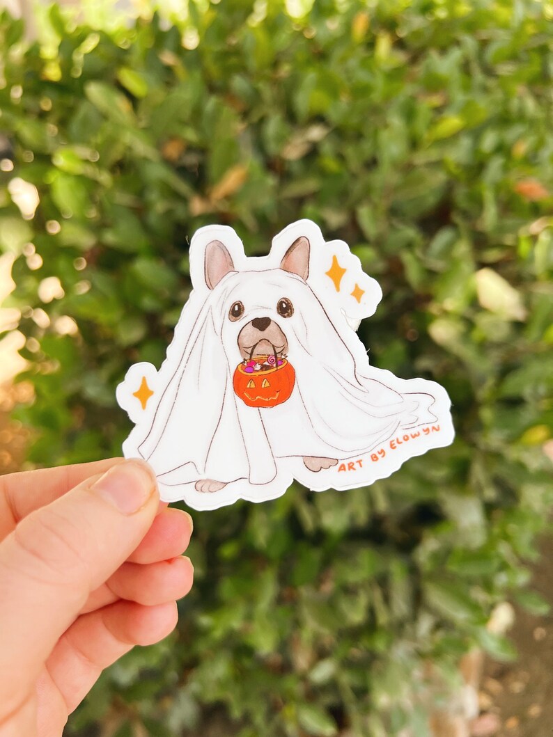 Halloween Ghost Dog Sticker Stickers for Hydroflask Laptop Stickers Waterproof Stickers Spooky Season Stickers image 1