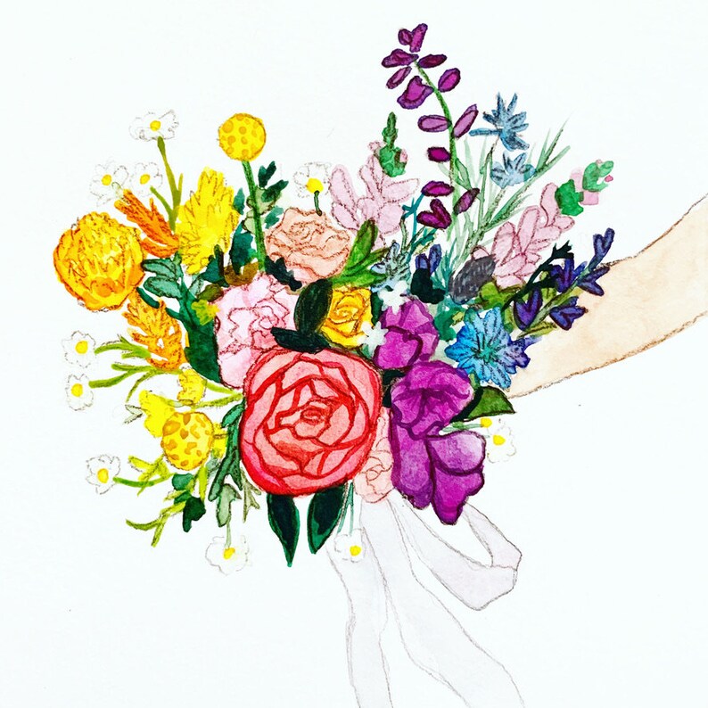 Custom Wedding Bouquet Painting image 2