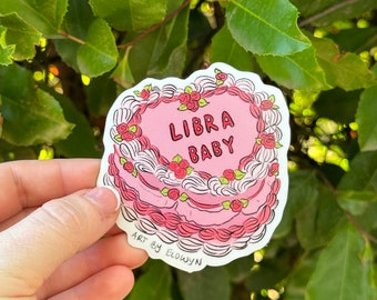 Libra Cake Stickers | Fancy Cake Stickers | Astrology Stickers | Waterproof Stickers | Vinyl Stickers | Laptop Stickers | Stickers | Zodiac