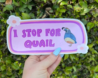 I Stop For Quail Bumper Sticker | Quail Sticker | Stickers for Car | Bumper Stickers | Waterproof Stickers | Stickers